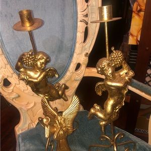 Christmas Golden Angel Candleholders (Set of 2)